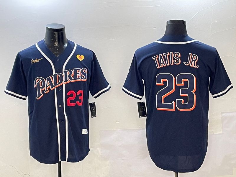 Men San Diego Padres #23 Tatis jr Blue Throwback Game 2025 Nike MLB Jersey style 1Men San Diego Padres #23 Tatis jr Blue Throwback Game 2025 Nike MLB Jersey style 8->san diego padres->MLB Jersey